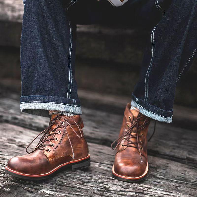 May Kaji Martin boots retro tooling boots men's high-top locomotive shoes large size American retro tooling boots