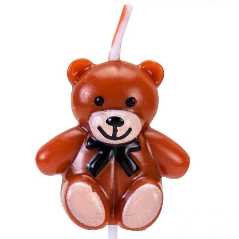 Teddy Bear Birthday Cake Candles - Cute Korean Style Cartoon Animal Design