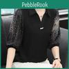 Top Ladies Chiffon Summer Lace Polka Dot Top V Loose Large Size