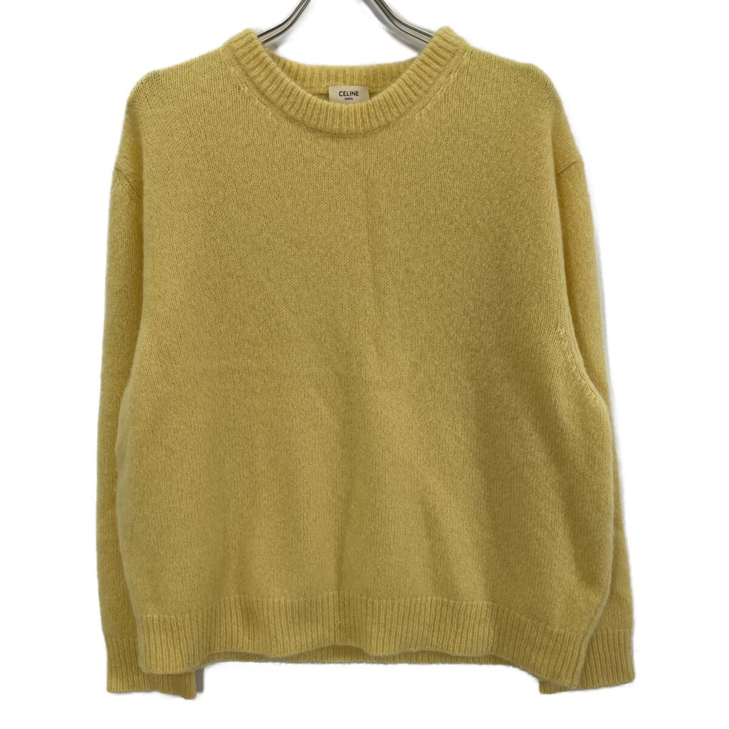 Celine 2A21L739M Eddie Yellow Cashmere Silk Crew Neck Knit Sweater Tops M yellowUsed