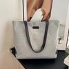 Cotton and linen casual tote bags are hot-selling large-capacity portable bucket bags, fashionable and simple solid-color shoulder bags.