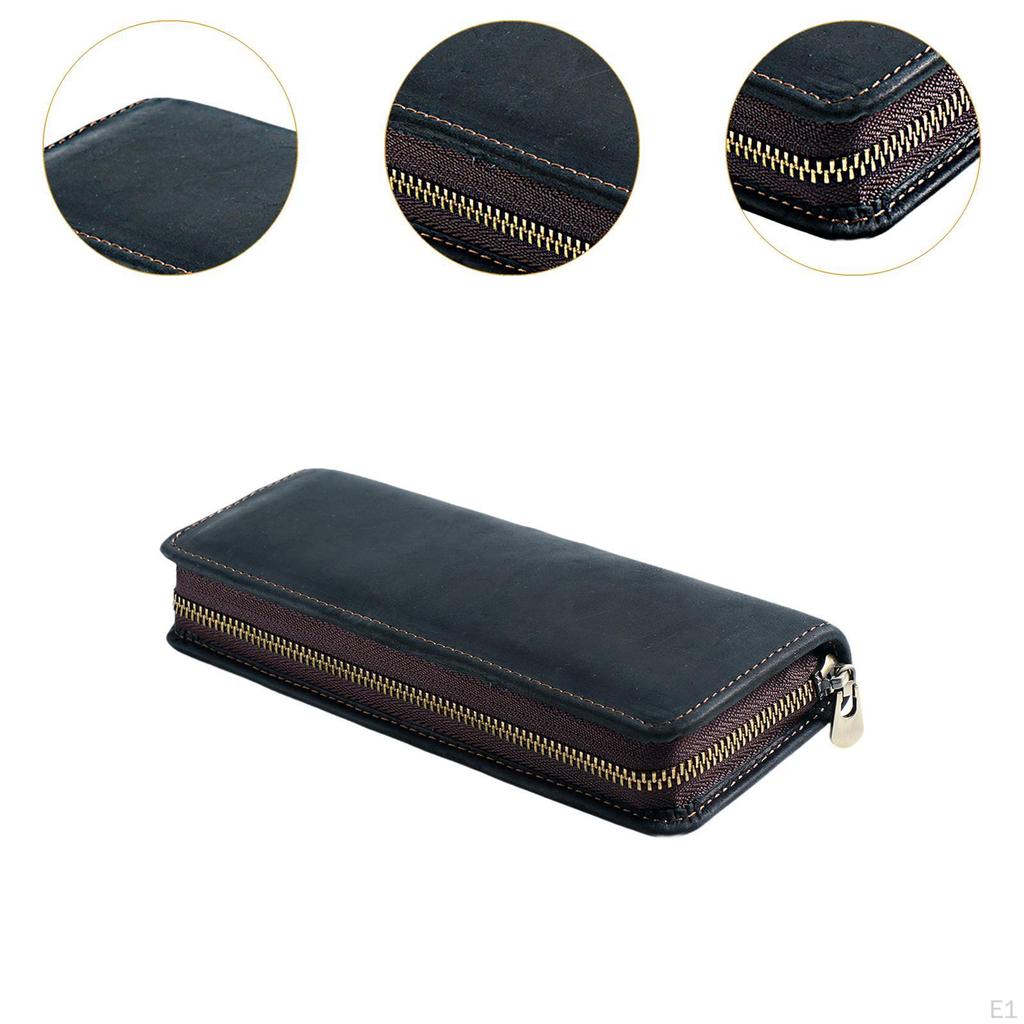 Pencil Case Pen Bag PU Leather School Supplies Smooth Zipper Marker Holder Stationery Organizer