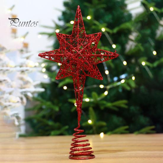 Étoile de sommet d'arbre de noël, couleur vive scintillante, antirouille, conception ajourée, ornement de sommet d'arbre de noël 3D