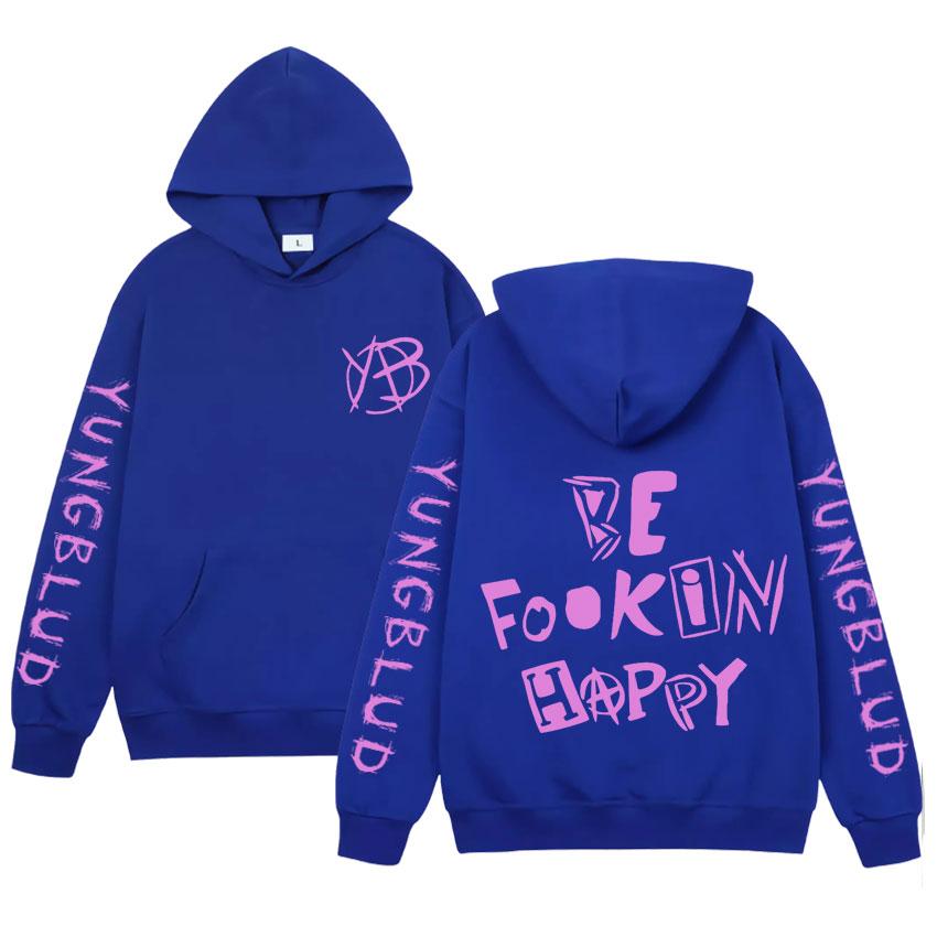 Rock Singer Yungblud Be Fookin Happy Hoodies Mens Women Long Sleeve Hip Hop Oversized Pullover Harajuku Loose Sweatshirts Unisex