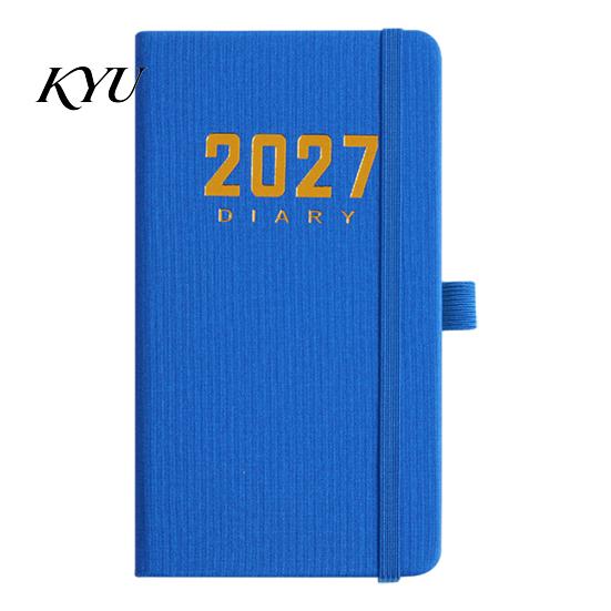 Leather Bound Journal 2027 Daily Planner with PU Cover, A6 Pocket Size Weekly Planning Notepad Agenda, Portable Notebook Pen Holder for Efficient Time