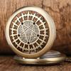 New Fashion Retro Five-pointed Star Compass Dial Quartz Pocket Watch Analog Pendant Necklace Chain Clock Birthday Gifts