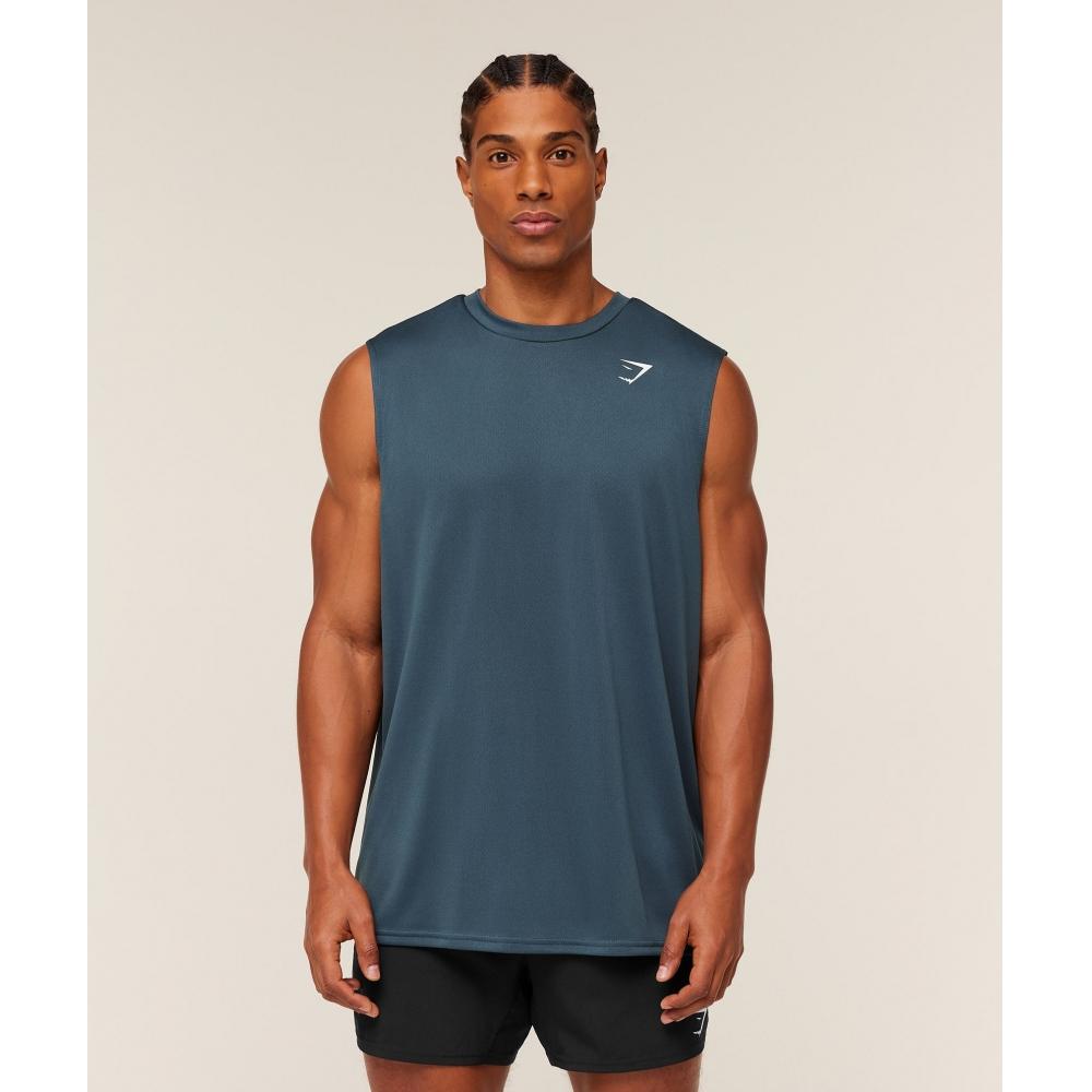 Gymshark Arrival Oversized Tank Gs Stealth Blue A6a5u Ud6s