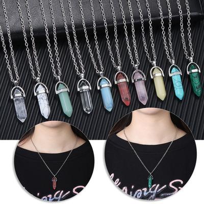 Hexagonal Point Pendulum Jewelry Accessories Stone Pendant Quartz Chain Natural Crystal Necklace