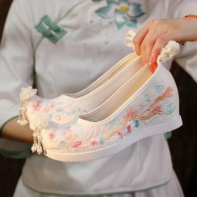 6-CM Orientalische Eleganz Perlen - Quaste Bestickt Hebe deinen Kopf Keilabsatz | Hanfu - Freundlich Klassisch - Stil Schuhe