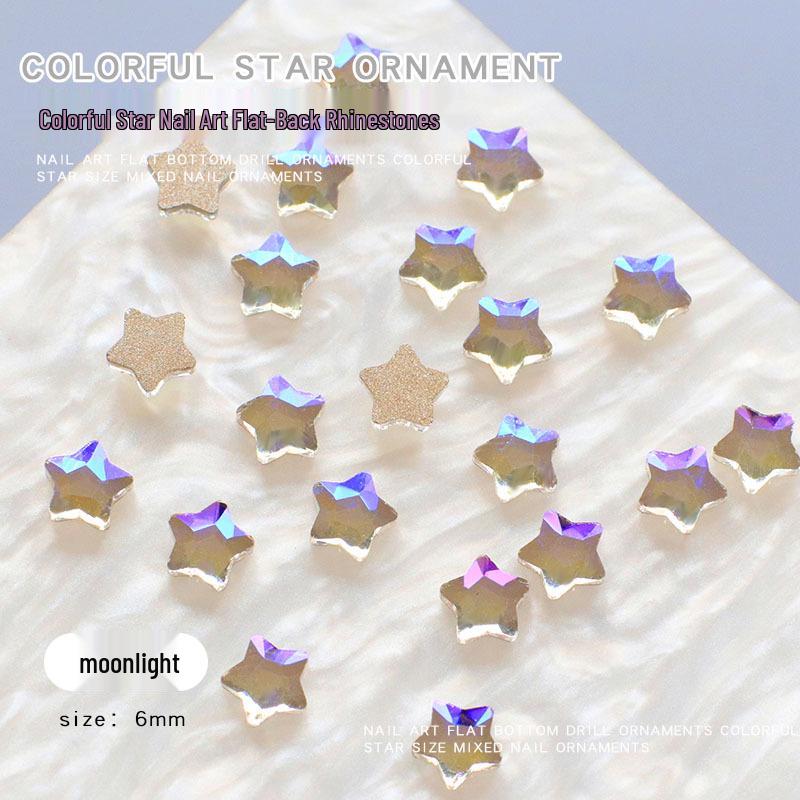 50 Pcs Nail Art Rhinestones: Irregular Shapes, Small Size, Starfish & Pentagram Mix