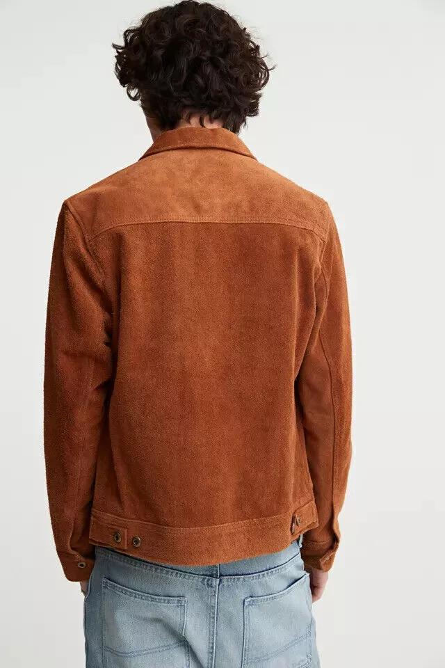 Biker Party Motorcycle Handmade Stylish Jacket Leather Designer Suede Lambskin Brown Men