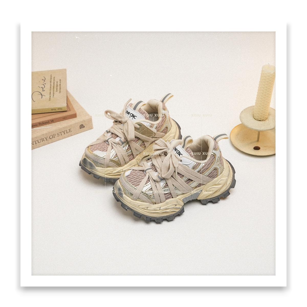 

XSHX Paris Spider Web retro children s dad sports shoes spring and autumn double net boys and girls [Wenzhou shoes] 25