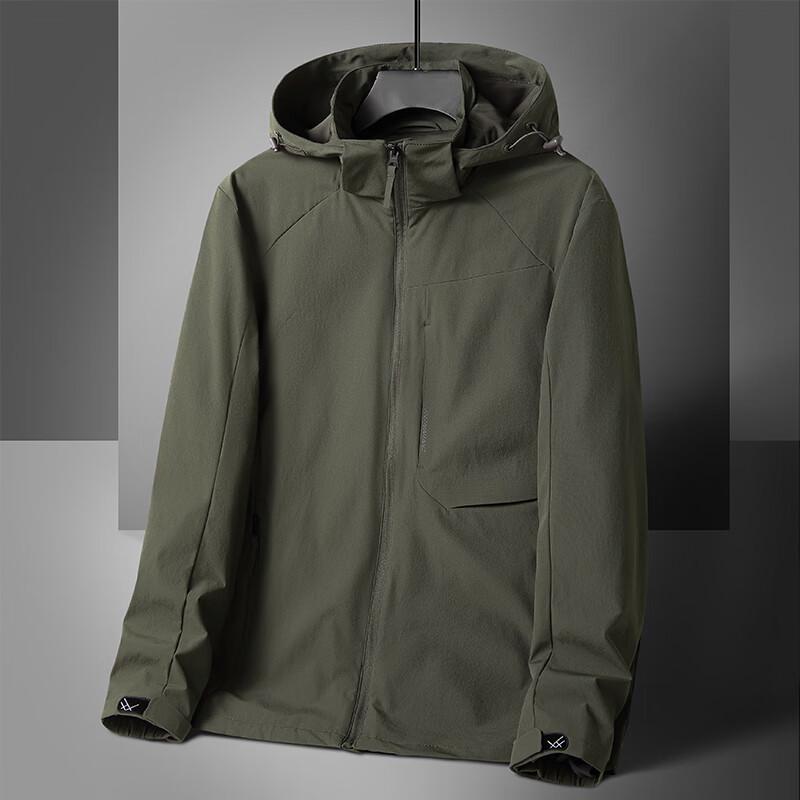 Dibenze Men's Plus Size Hooded Loose Fit Casual Windbreaker Jacket