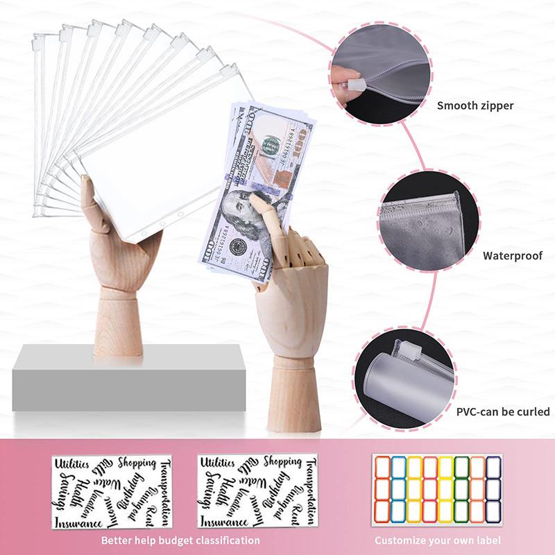 Portable A6 Cash Envelope Budget Notebook With 6 Holes Loose Leaf Binder For Saving Money Financial Management Planner