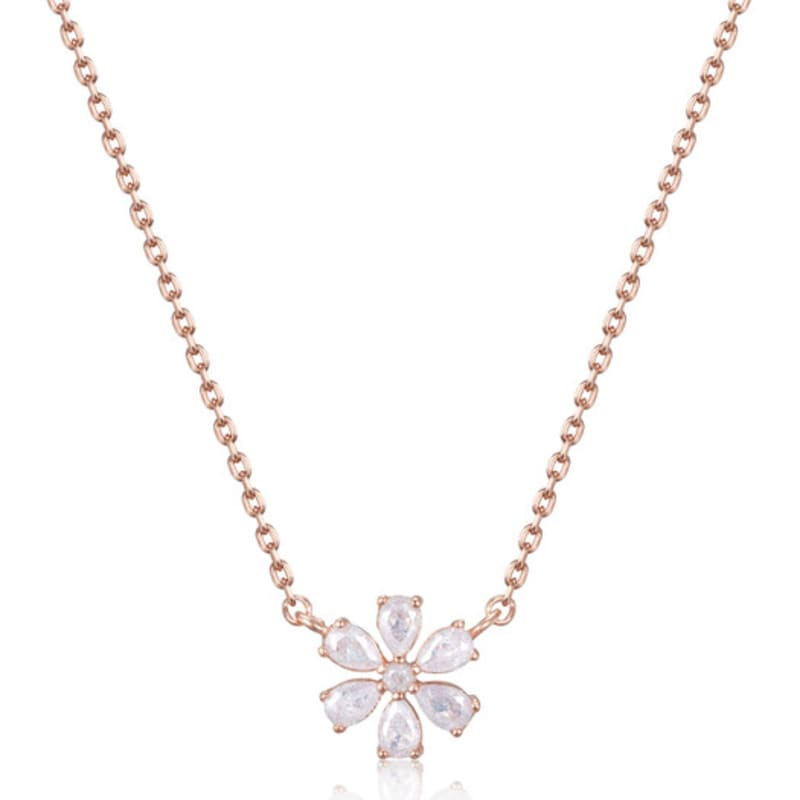 

ELLE Jewelry Mini Flower Stone Necklace ELBRNN240 Rose gold