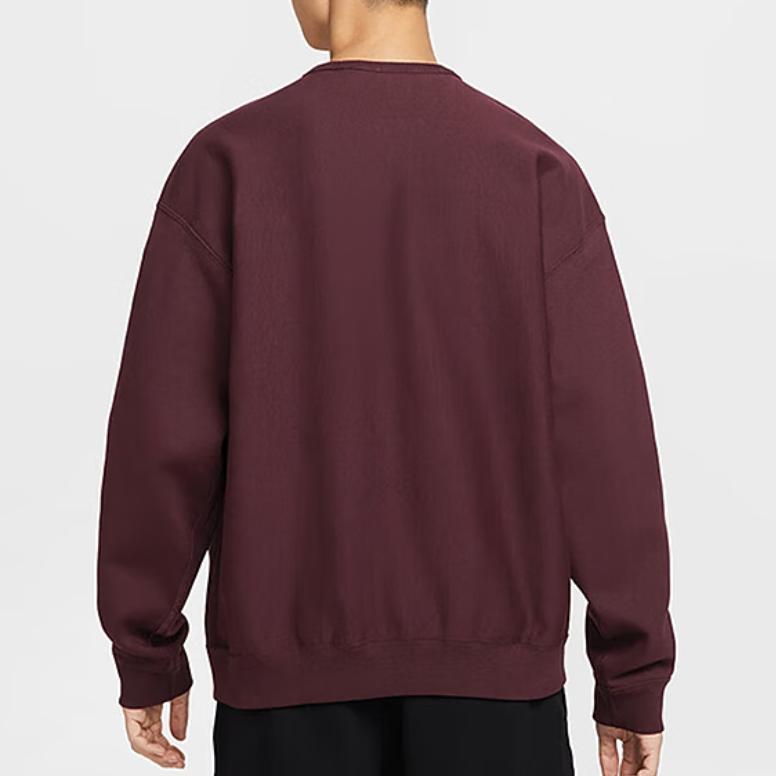 Nike Solo Swoosh Men's Fleece Crewneck Sweatshirt Burgundy HV1087-652