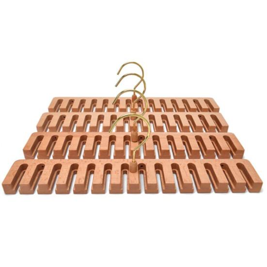 Wooden Belt Hanger 2-in-1 Design 14 Slots Space-Saving Eco-friendly Multifunctional Belt Organizer for Closet