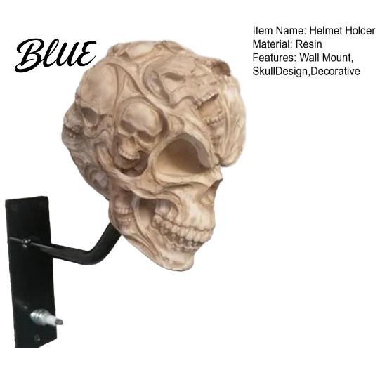Harz Totenkopf Wanddeko Motorradhelmhalter, Halter Displayständer, Garagenregal Gotischer Motorradaufhänger für Heimdekoration Vollgesicht