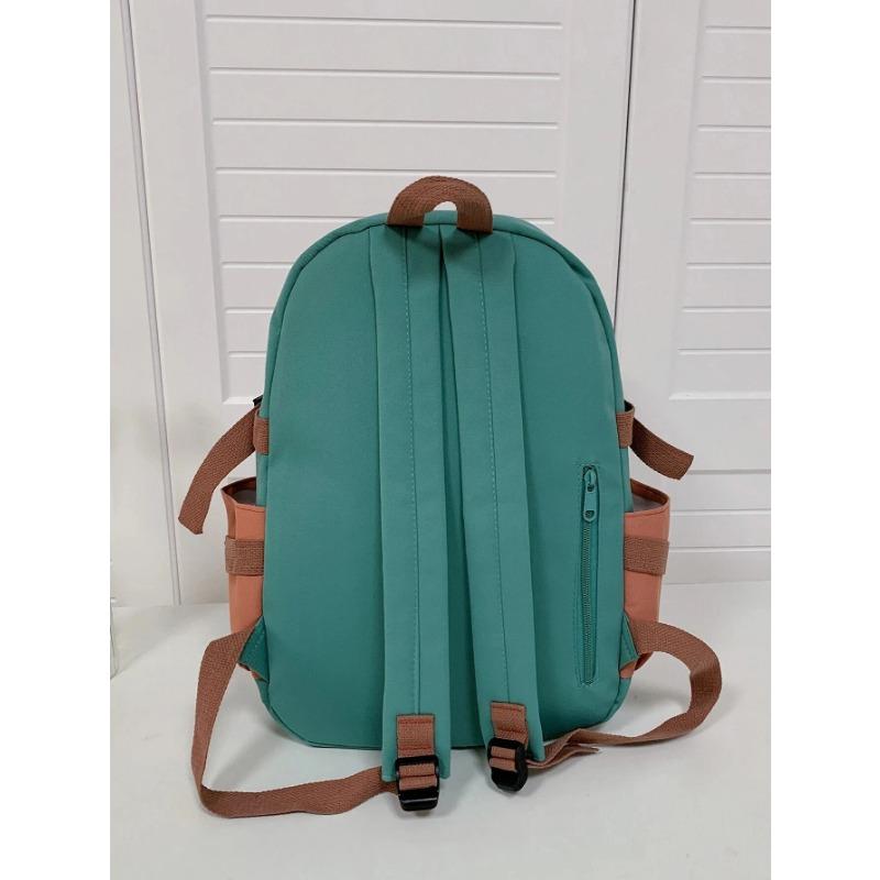Lightweight Color Block Multi-pocket Casual Schoolbag Large Capacity Fashionable Classic Backpack for Teen Girls Boys Student