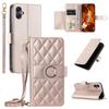 For Samsung Galaxy A06 4G Crossbody Leather Case Ring Buckle Wallet Stand Rhombus Mobile Cover