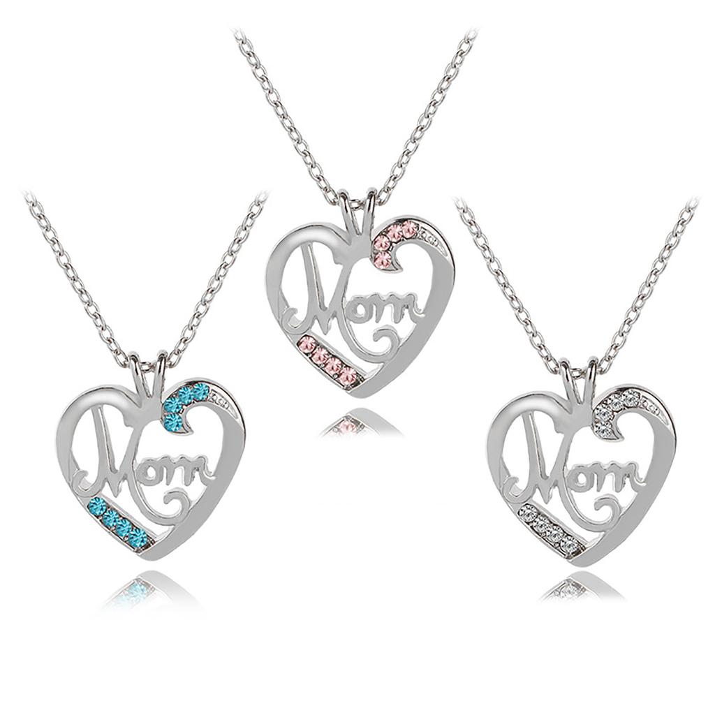 Heart Shaped Crystal Pendant Necklace Jewelry Mother's Day Gift For Mom