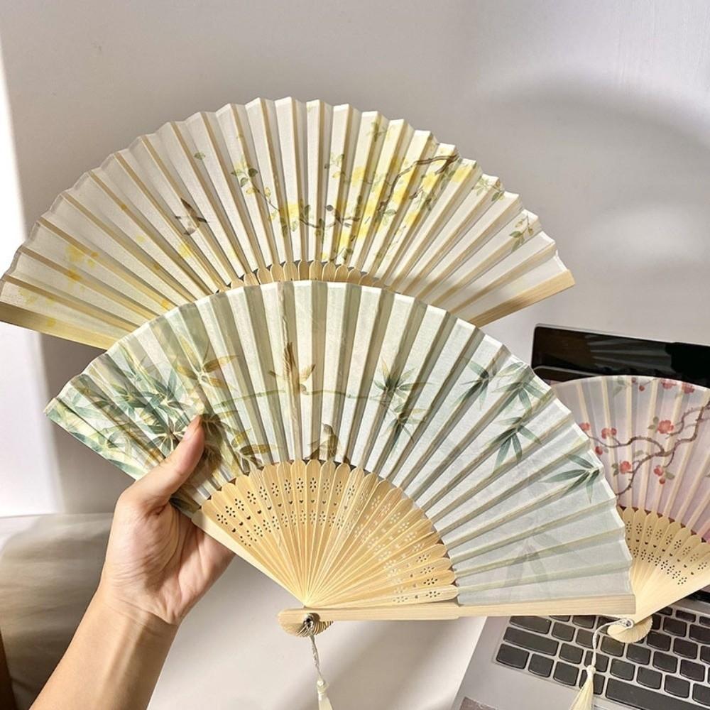 Butterfly Tassel Folding Fan Chinese Style Handheld Fan Ancient Bamboo Fan Hanfu Accessories