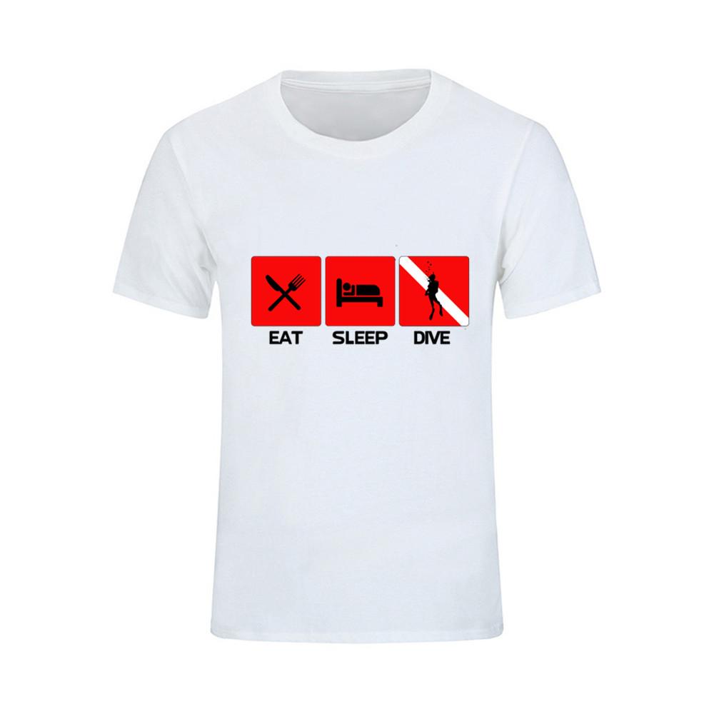 Eat Sleep Dive Letter Printed O Neck T Shirt Summer Arrival Short Sleeve T