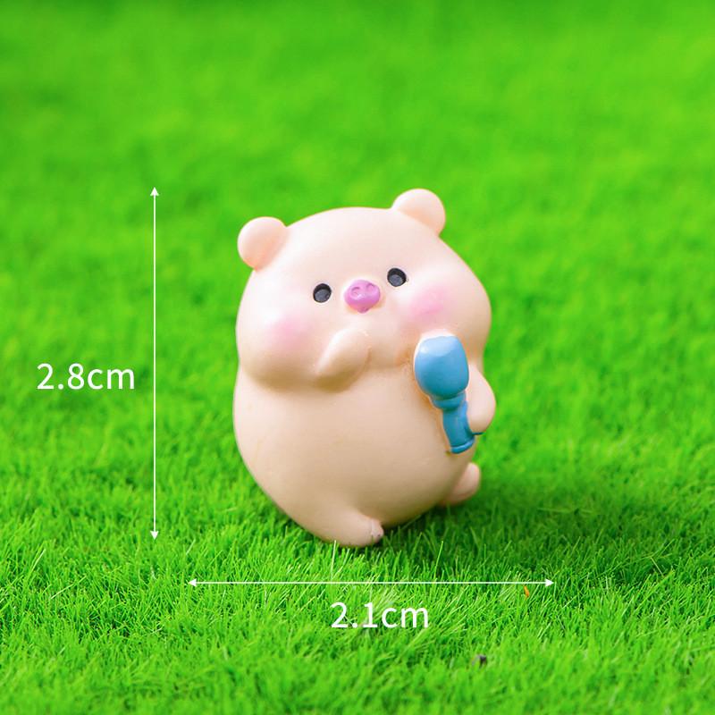 10Pcs/set Cartoon Party Pig Animal Miniatures Resin Ornaments Diy Fairy Garden Decoration Micro Landscape