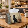 1pc Impressionist Domestic Pet Tissue Box - Cat Feline Potted Plant Napkin Storage Box, Suitable for Rolls/facial Tissues/single Sheets, Multi-functio