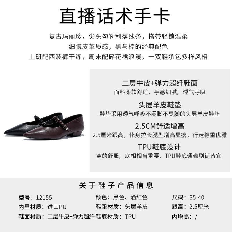 First layer sheepskin insole leather pointed Mary Jane shoes women's spring new casual two-wear fashion single shoes women