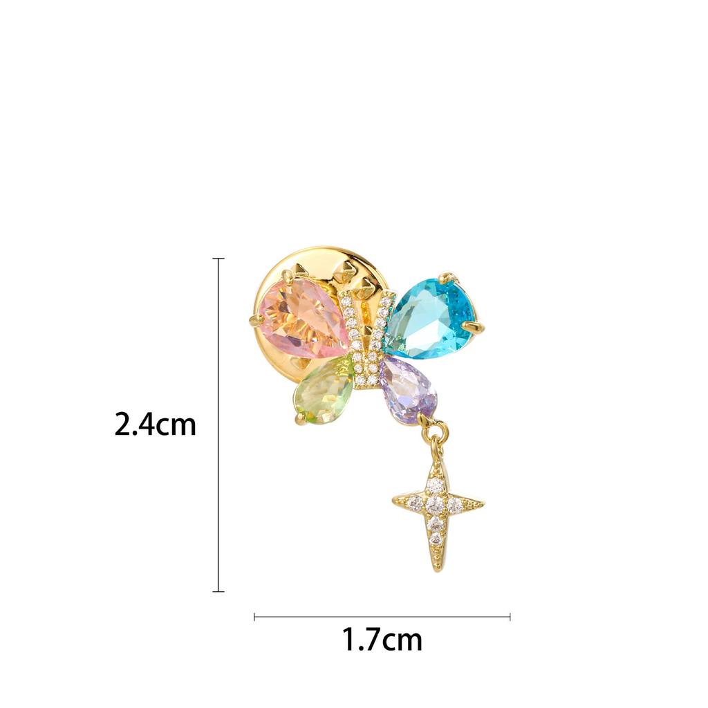 Snowflake & Butterfly Zircon Brooch with Freshwater Pearl for Women's Korean Style Suit Coat