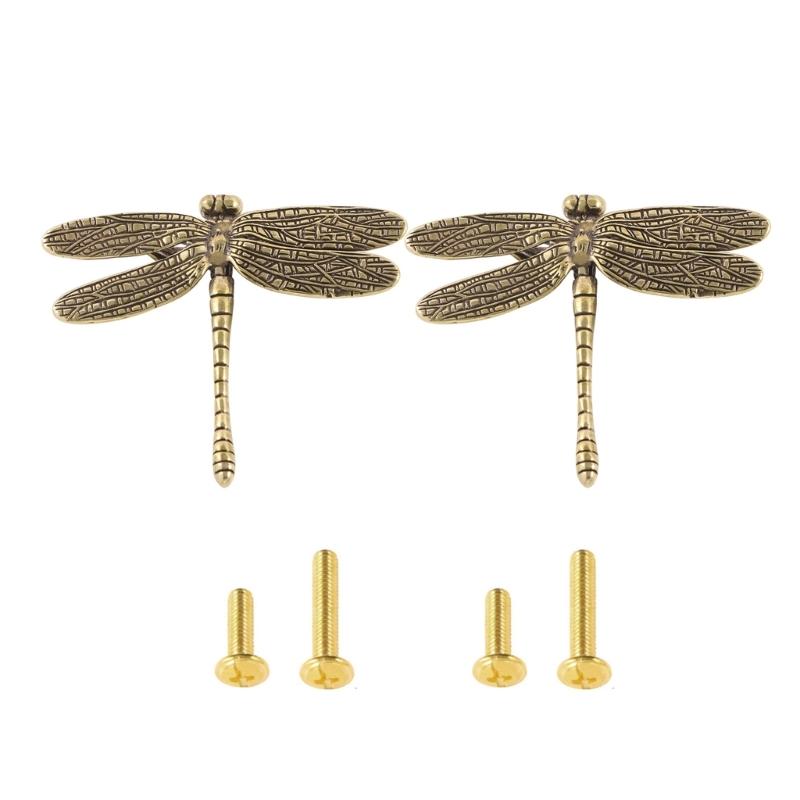 2 sady Kuchyňského kování Mosazné vážky Rukojeť pro zásuvky Snadné uchopení Instalace Vintage Domov Vylepšený