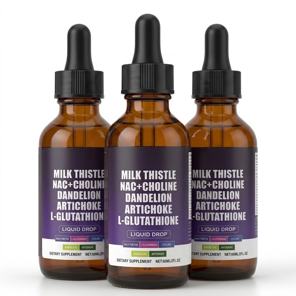 Milk Thistle Liquid Drops for Liver Cleanse & Detox with NAC, Choline, Dandelion, Artichoke & L-Glutathione – 60ml (2 Fl. Oz)