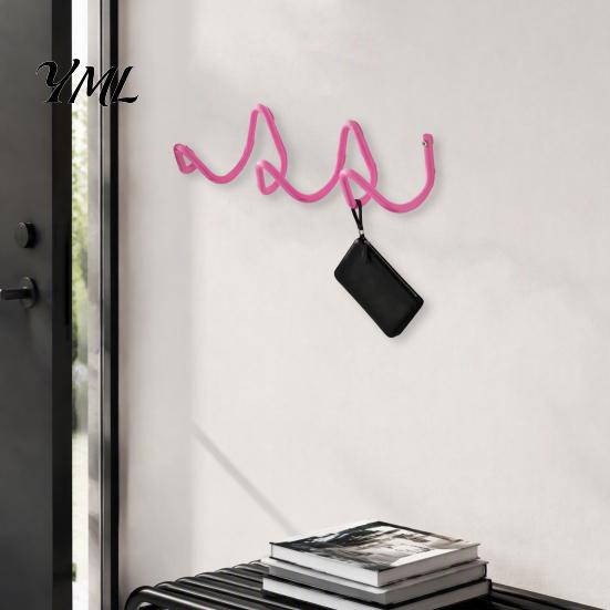 Nordic Style Wall Decor Decorative Wave Hook, Iron Art Three Hangers Mounted Storage Rack for Entryway And Living Room Unique Hooks
