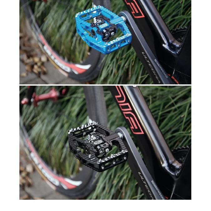 CXWXC 2 In 1 SPD Bicycle Self-Locking Pedal/Flat Bike Pedal for MTB/Road Aluminum Anti-slip 3 Sealed Bearing Bike Lock Pedal