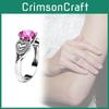 Fashionable Heart Shaped Pink Zircon Crystal Ring With Silver Plated Adjustable Band For Women