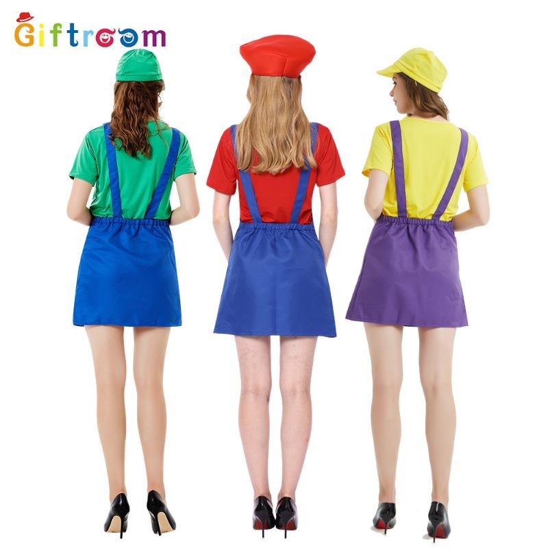 Halloween Party Adult Costume Mario Cosplay Cartoon Game Uniform Louis Suit