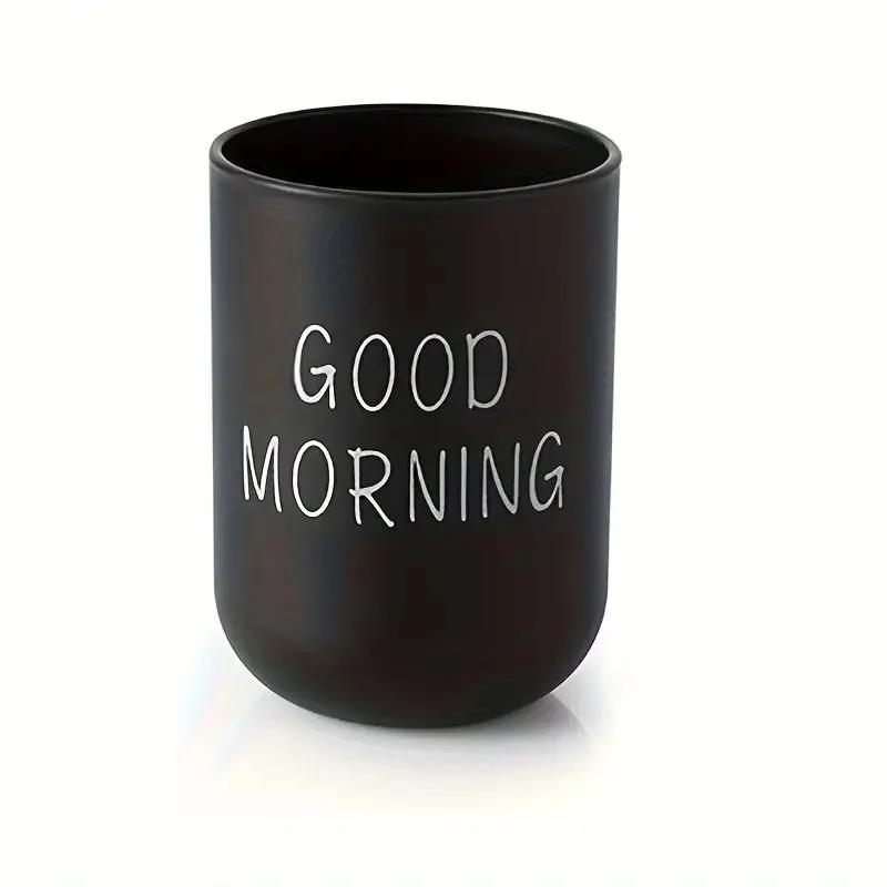 1pc Slogan Graphic Mouthwash Cup, Simple Couple Toothbrush Cup, Plastic Gargle Cup, Bathroom Tumbler, Bathroom Accesso