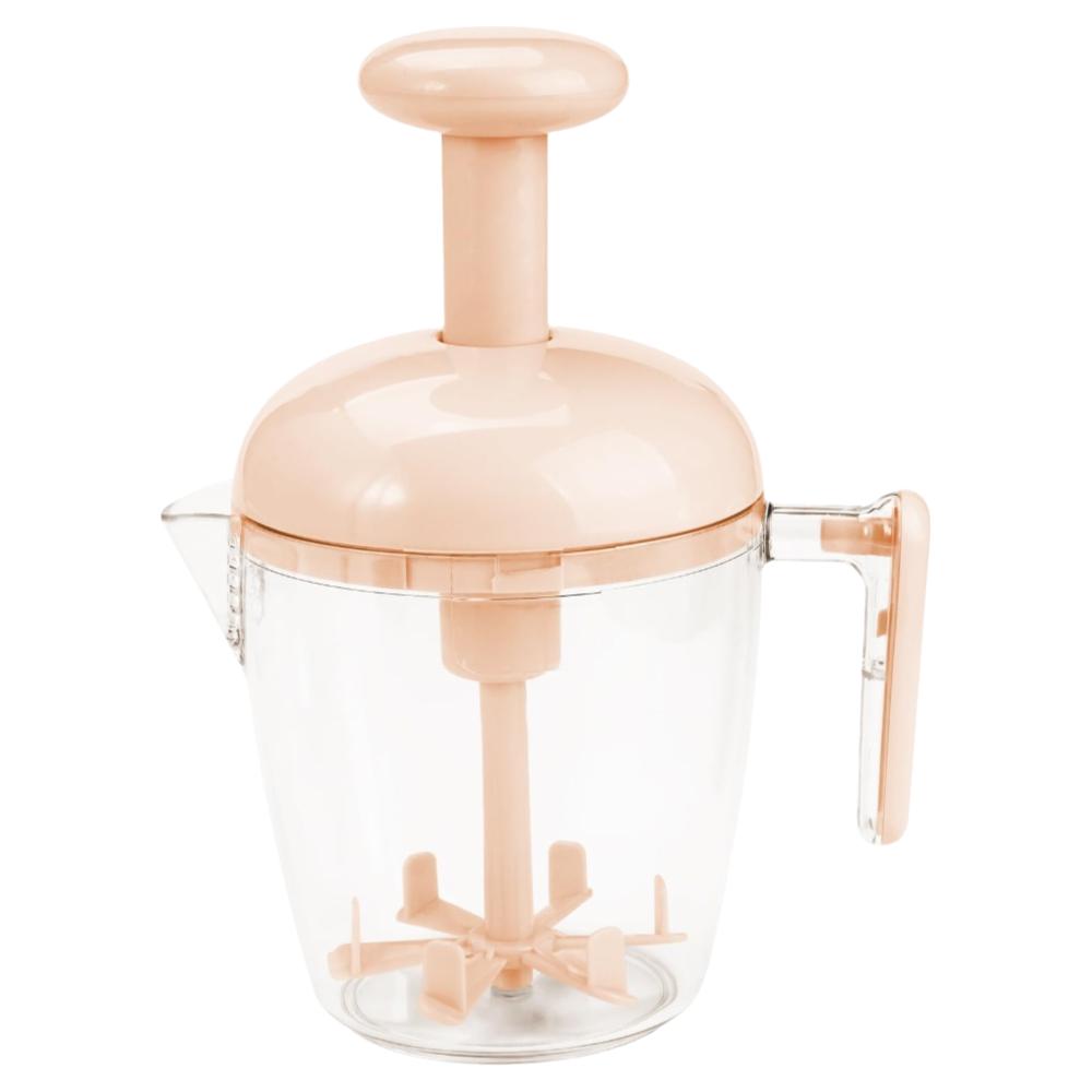 Multi-Blade Semi Automatic Whisk Push Rotary Mechanism Built-In Mesh Filter Egg Beater One-Hand Operation Ergonomic Design
