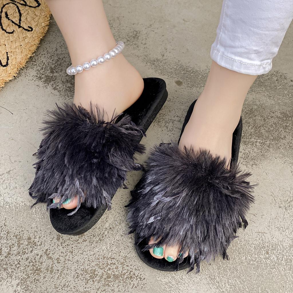 Fashion Women Slippers Warm Slides Casual Flat Low Heels Shoes for Women Solid Fur Short Plush Women Shoes Plus Size
