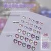 Iridescent Heart Cat Eye Resin Nail Art Rhinestones - Cute Peach Heart Design