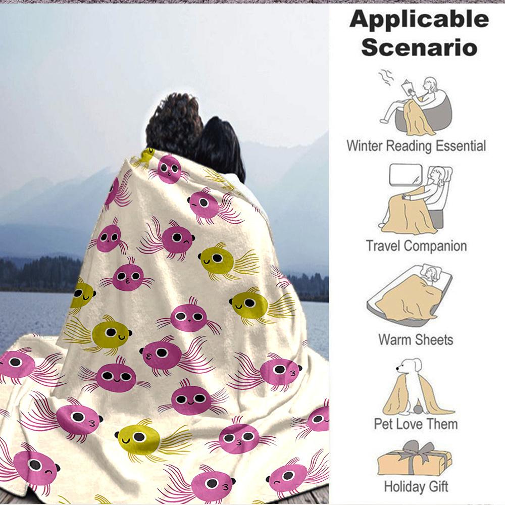 1pc Fish Friends Print Blanket   Lightweight Flannel Throw Blanket For Sofa, Bed, Living Room, Office, Outdoor Travel, Camping