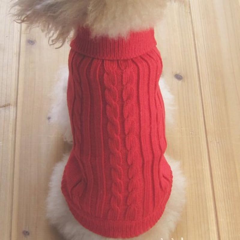 Tangpan Turtleneck Classic Straw-Rope Pro Pet Dog Sweater Apparel (Red,M) Medium (Pack of 1)