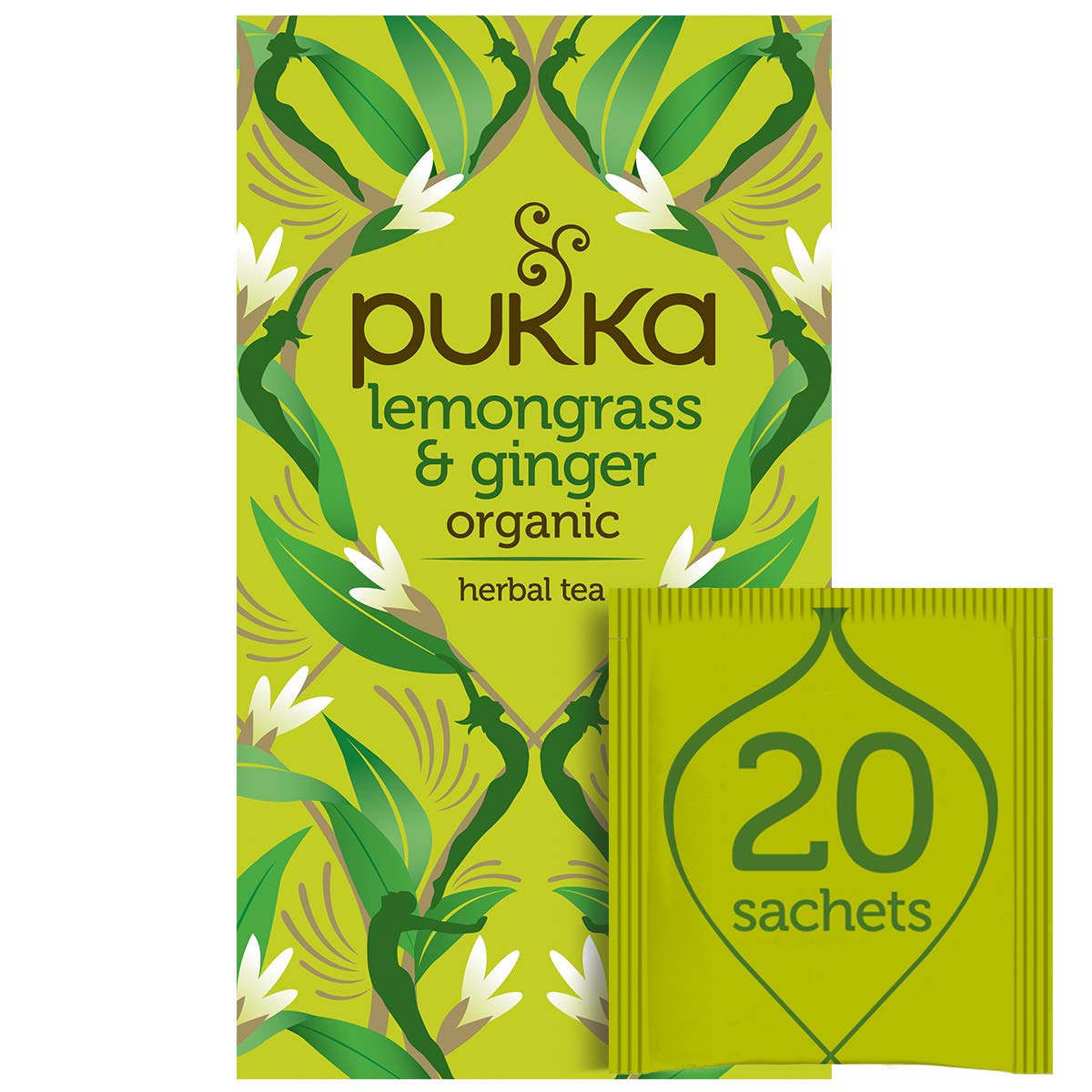 Pukka Organic Tea Bags, Lemongrass, Ginger & Licorice Herbal Tea, Perfect for Feeling Strong, 20 Count 36g