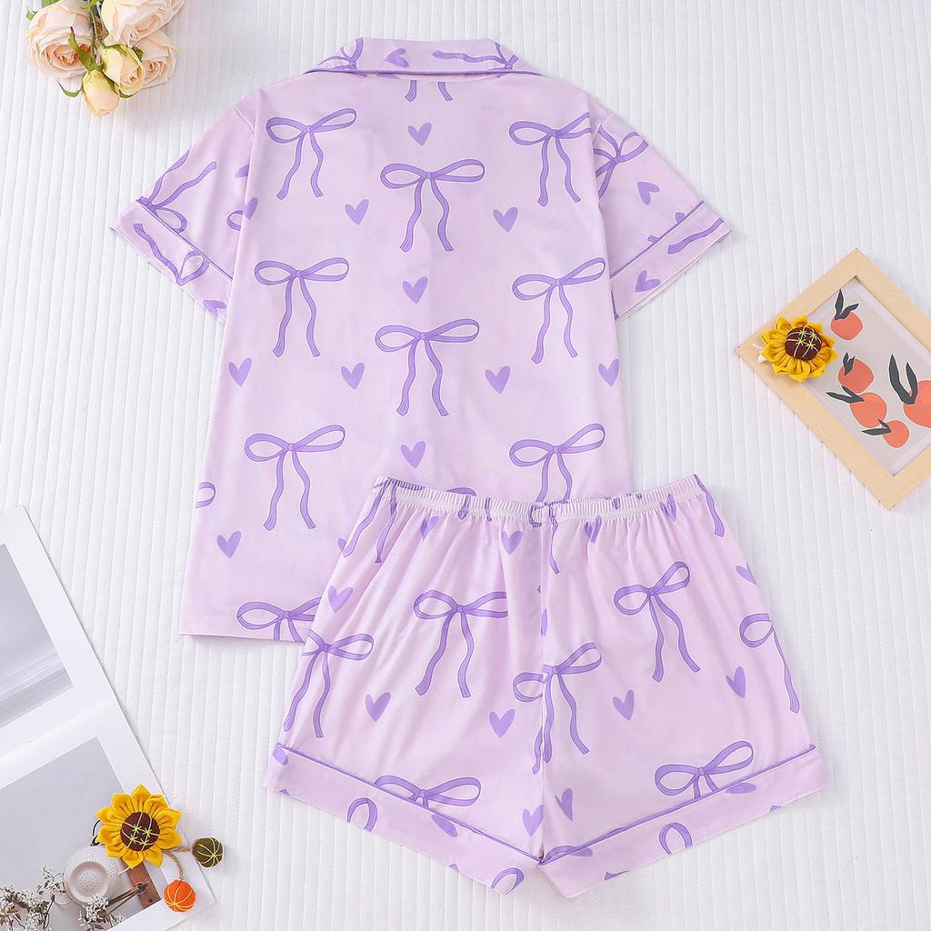 Dětské Domácí Oblečení Pyžamový Set Top s Krátkým Rukávem Šortky Dvoudílný Set Svrchní Oblečení Hrací Kardigan Oblečení