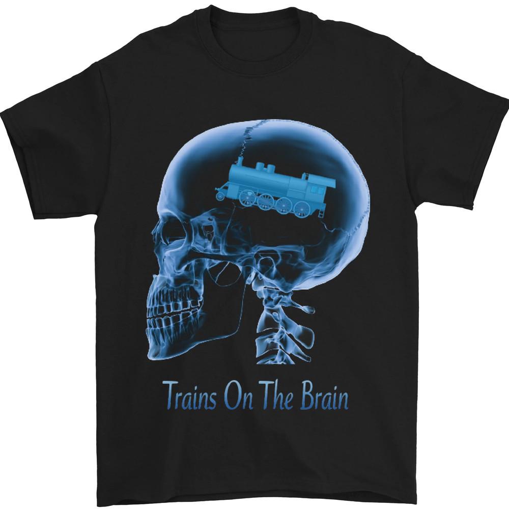 Trains on the Brain Trainspotting Funny Mens T-Shirt Cotton Unisex T-Shirt XL