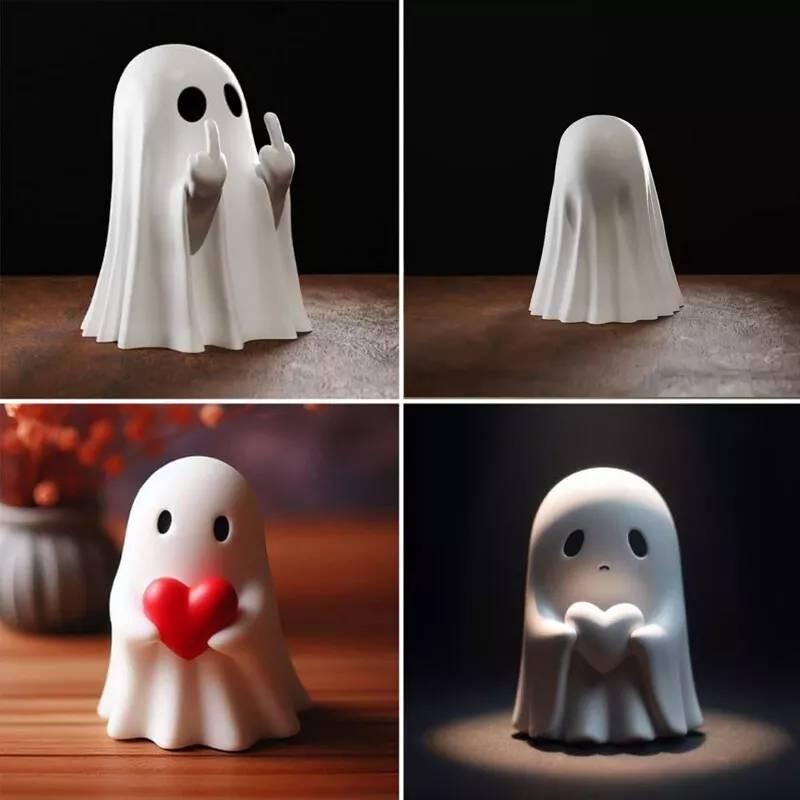 Adorable Halloween Ghost Figurine Set For Charming Home Office And Garden Decor