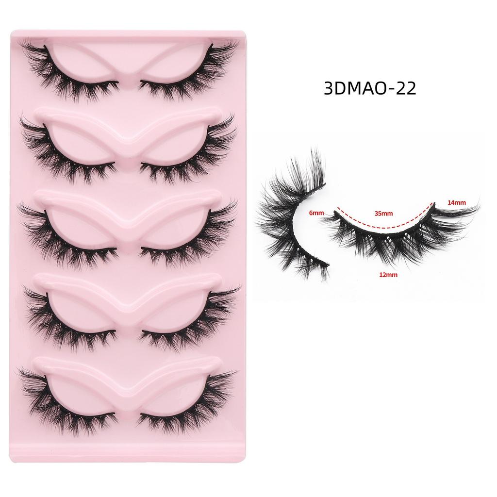 XF 5 Pairs Fox Eye Lashes 3D Silk Fluffy Faux Mink False Cat Eyelashes Custom Packaging Box with Private logo