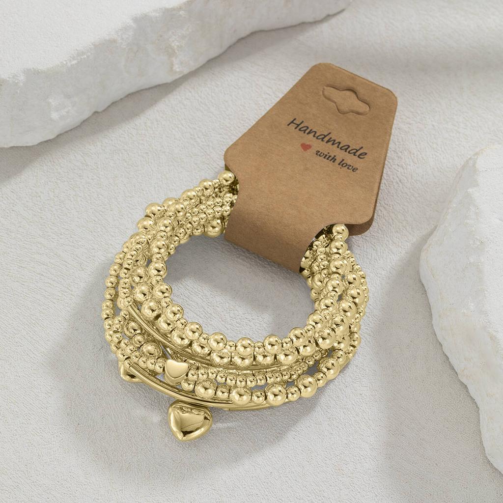 8Pcs/Set Sweet and Cool Wind Love Heart Pendant Bracelet Irregular Design Ccb Beaded Elastic Bracelet