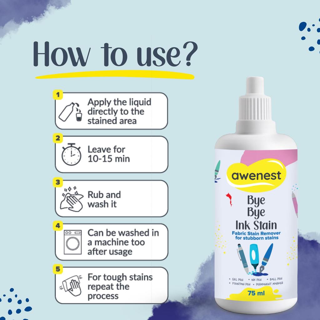 Awenest Bye Bye Tintenfleckentferner | IPen und Tintenfleck Stoffreiniger - 75ml